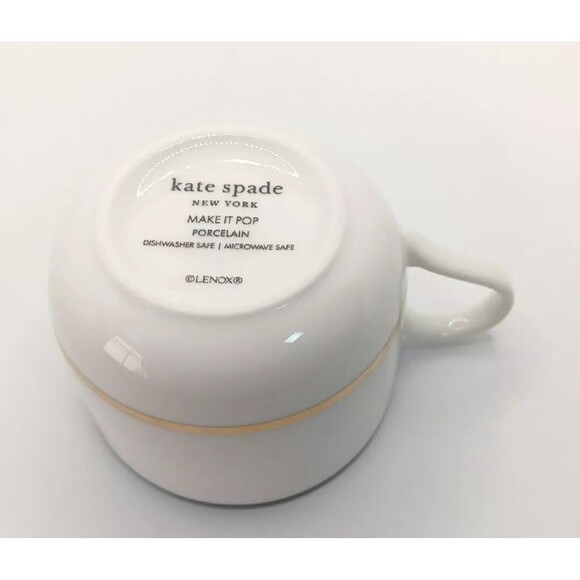 Kate Spade NY Lenox Make It Pop Teacup White Gold, Black Stripes Porcelain New - Picture 5 of 6